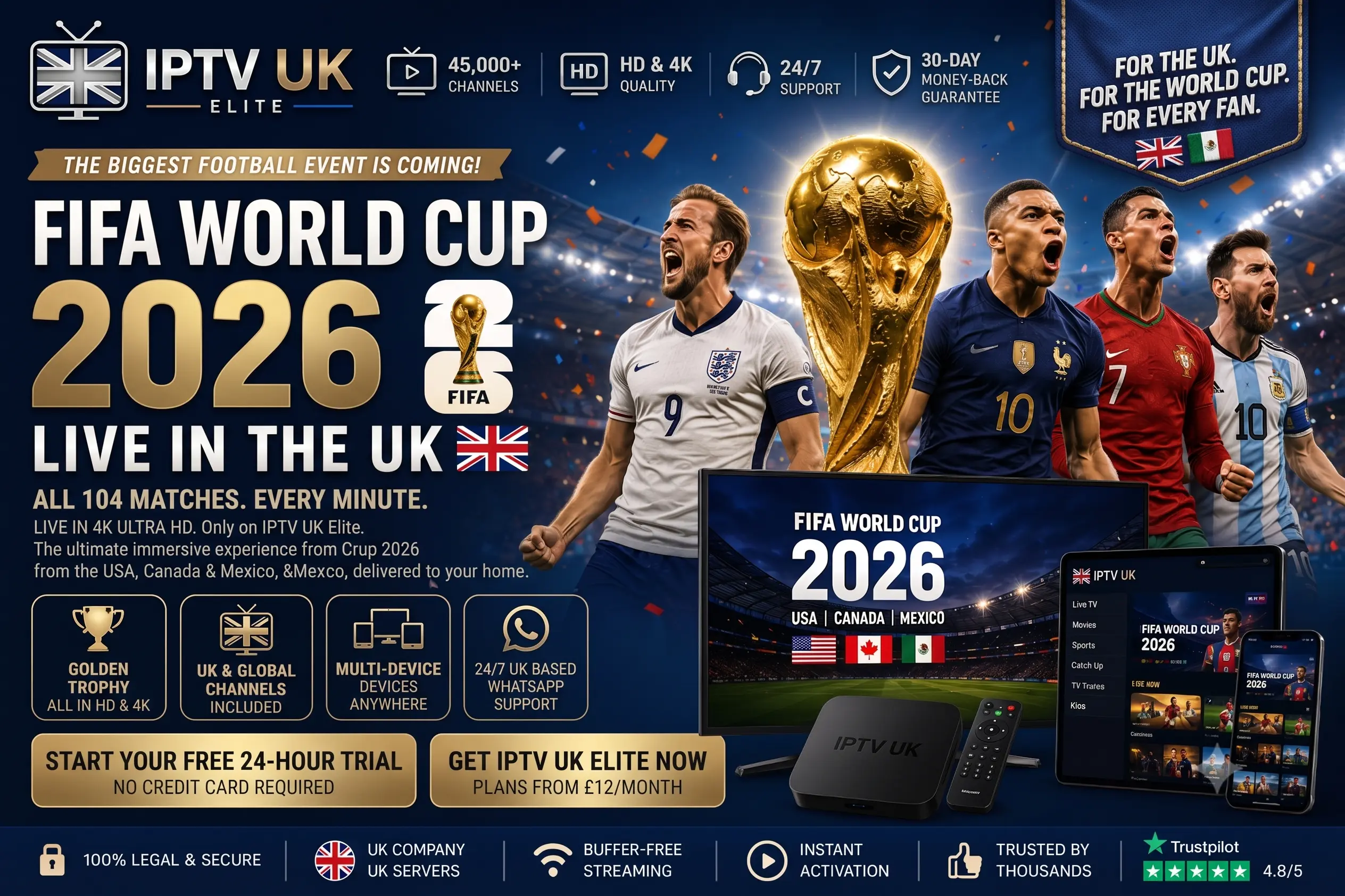 IPTV UK 2026 free World Cup trial with no credit card needed